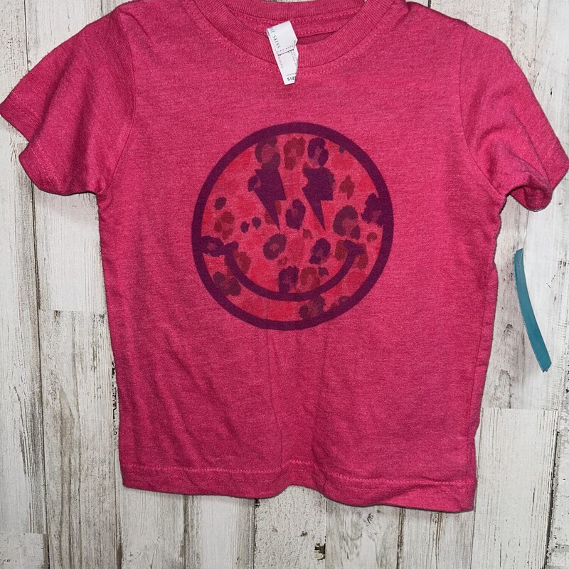 2 Pink Bolted Smiley Tee, Pink, Size: Girl 2T