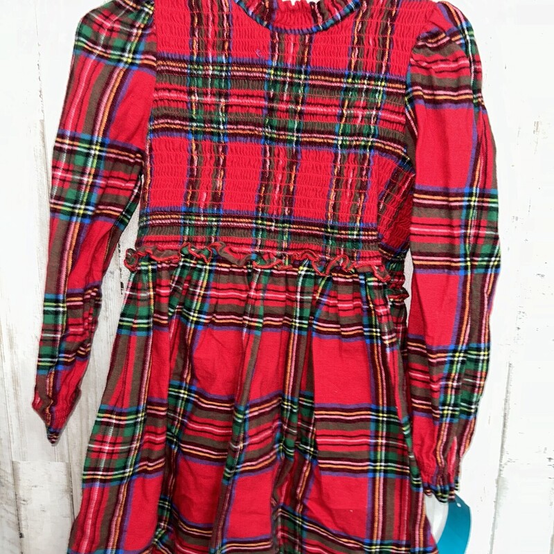 3T Red Plaid Smock Dress, Red, Size: Girl 3T