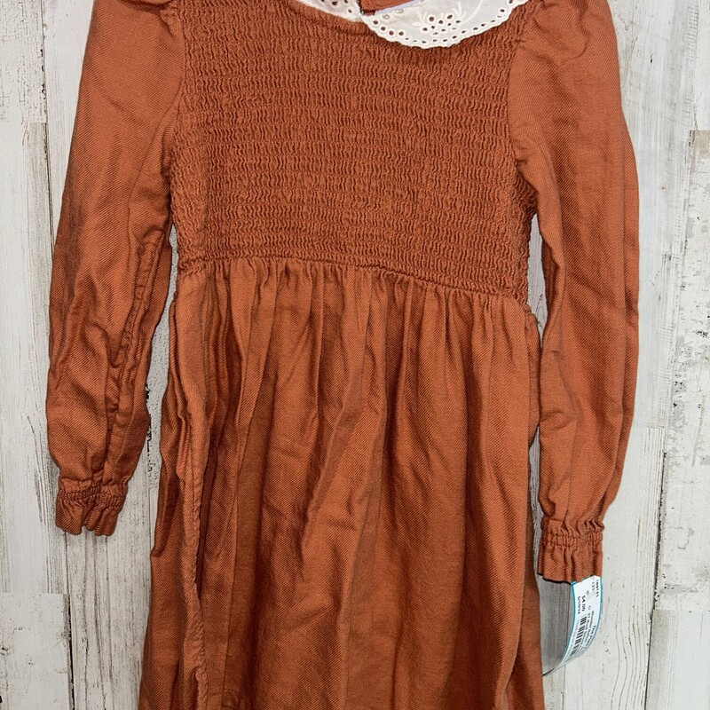 3T Rust Smock Collar Dres, Orange, Size: Girl 3T