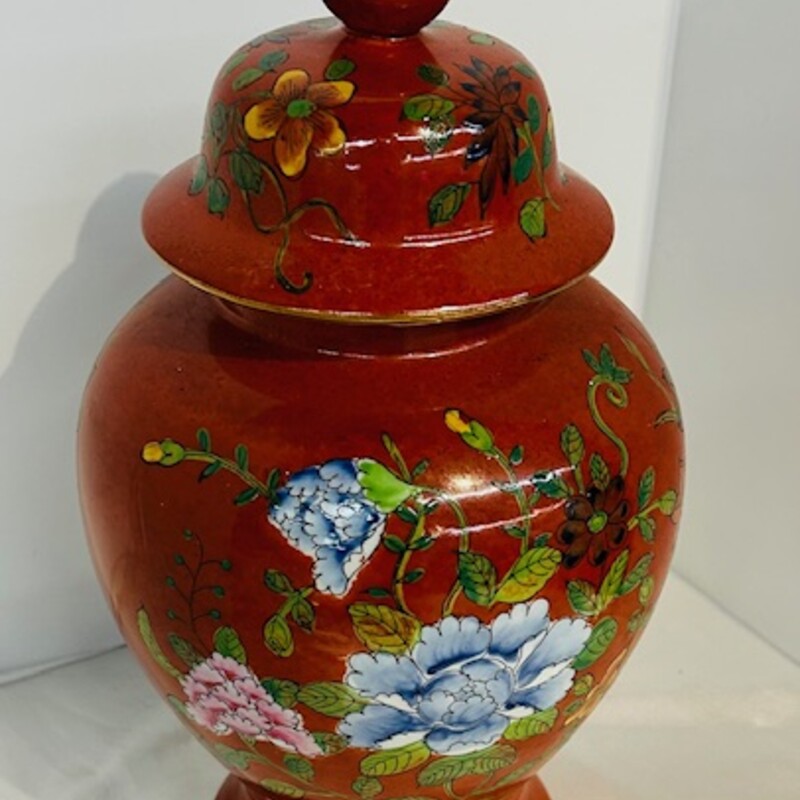 Oriental Floral GingerJar With Lid
Red, Blue, Green
Size: 7x13.5H