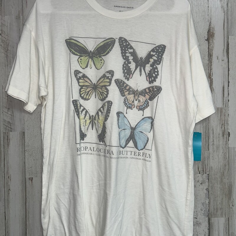 XS/S Beige Butterfly Tee, Beige, Size: Ladies XS