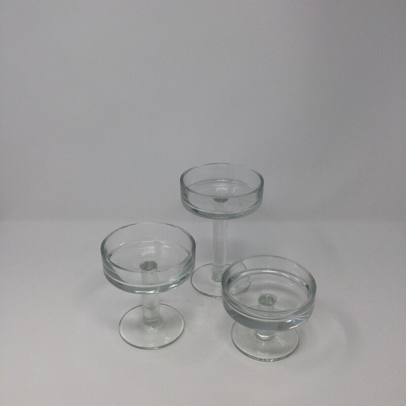 Set 3 Glass Candle Holders. Clear