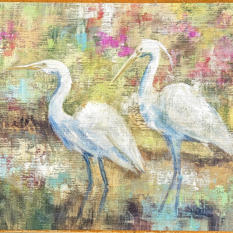 2 Cranes Abstract Canvas