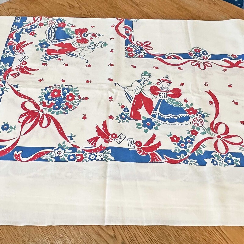 1950s Red/Blue Tablecloth