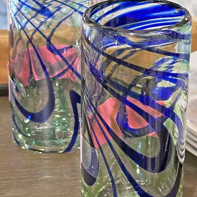 Pair of Handblown Swirl Glasses