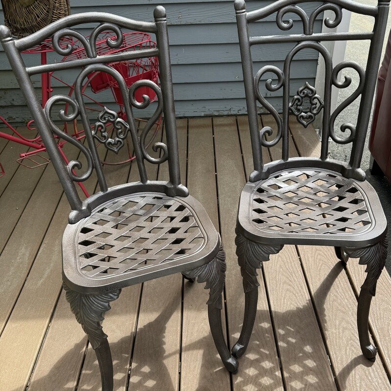 Pr Wrought Iron Chairs
15 Inches Square, 35 Inches High