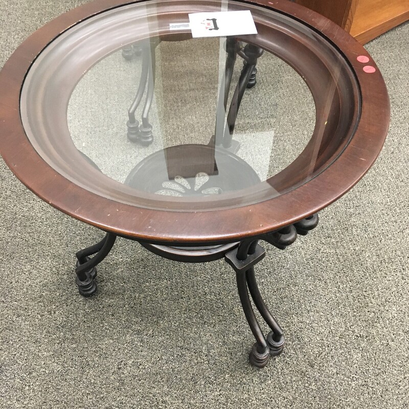 Rnd Glass Insert End Table