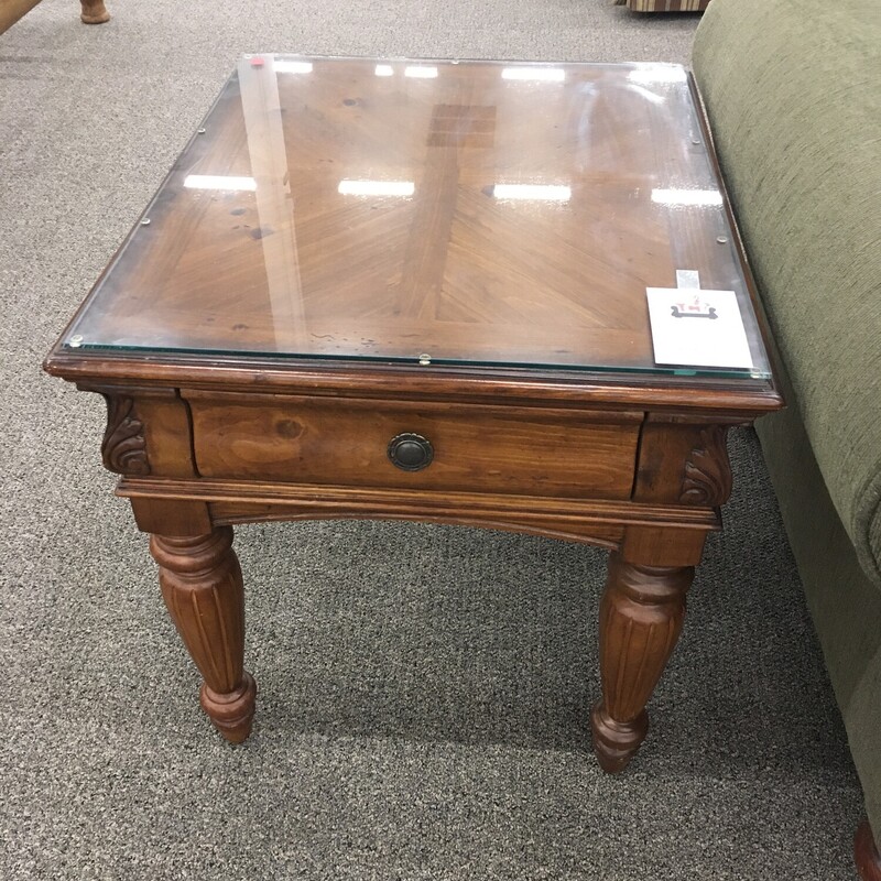 Rustic Glass Top End Table