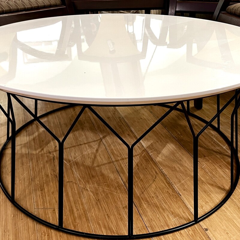 Table Coffee Metal Base, White, Size: 36x16