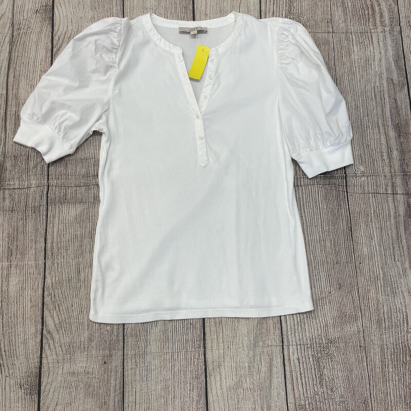 Loft Top, White with puffy sleeves knit body size