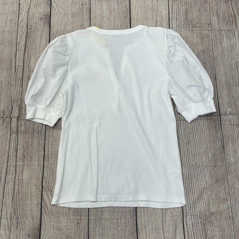 Loft Top, White with puffy sleeves knit body size