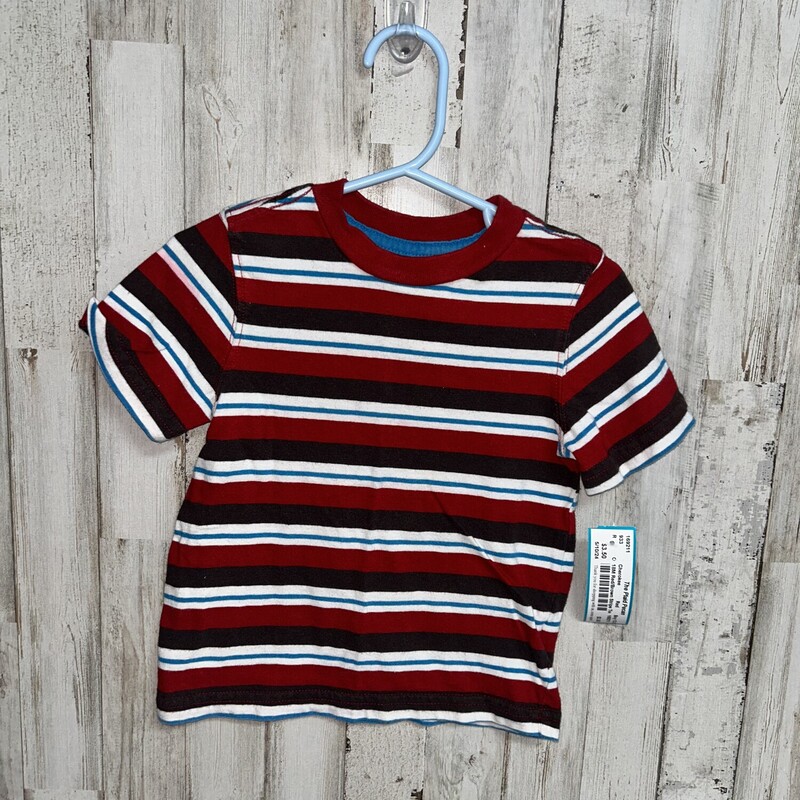 18M Red/Brown Stripe Tee, Red, Size: Boy 12-24m
