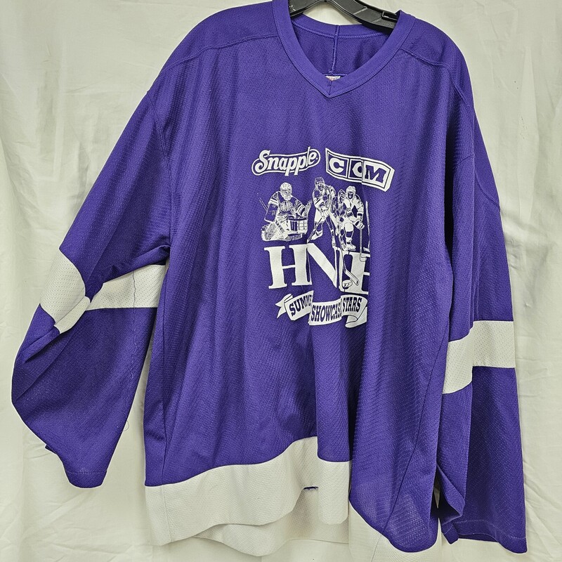 CCM Snapple Hockey Night In Boston Summer Showcase of Stars Hockey Jersey, Purple/White, Size: XXL, pre-owned