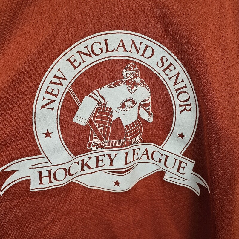 CCM New England Senior Hockey League Hockey Jersey, Orange, Size: XXL, pre-owned