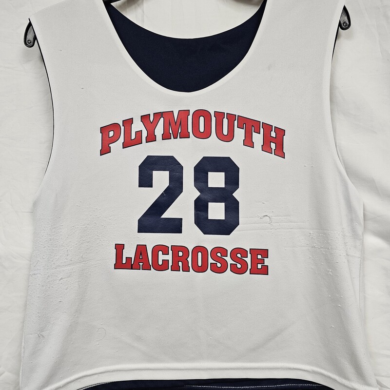 Plymouth Lacrosse Reversible Tank, Navy/White, Size: XS, #28, pre-owned