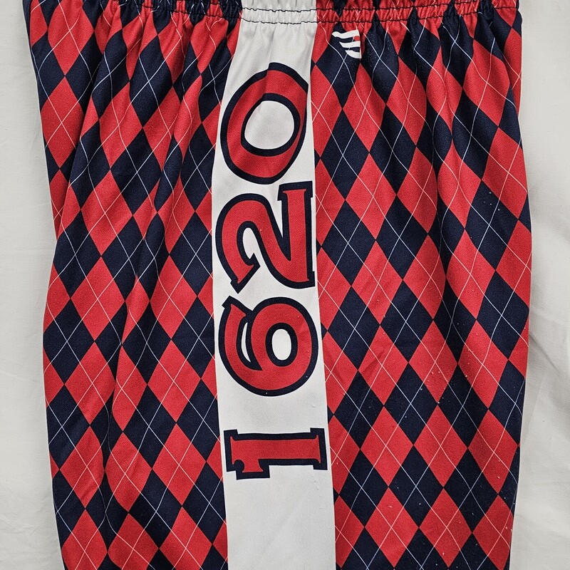Plymouth Rock Youth Lacrosse Shorts, Navy & Red, Size: Yth XL, drawstring waist, pre-owned