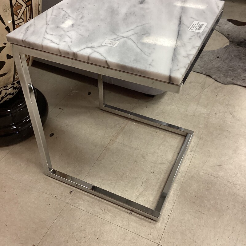 Marble C Table, Chrome, White/Gray
16in wide x 16in deep x 20in tall
