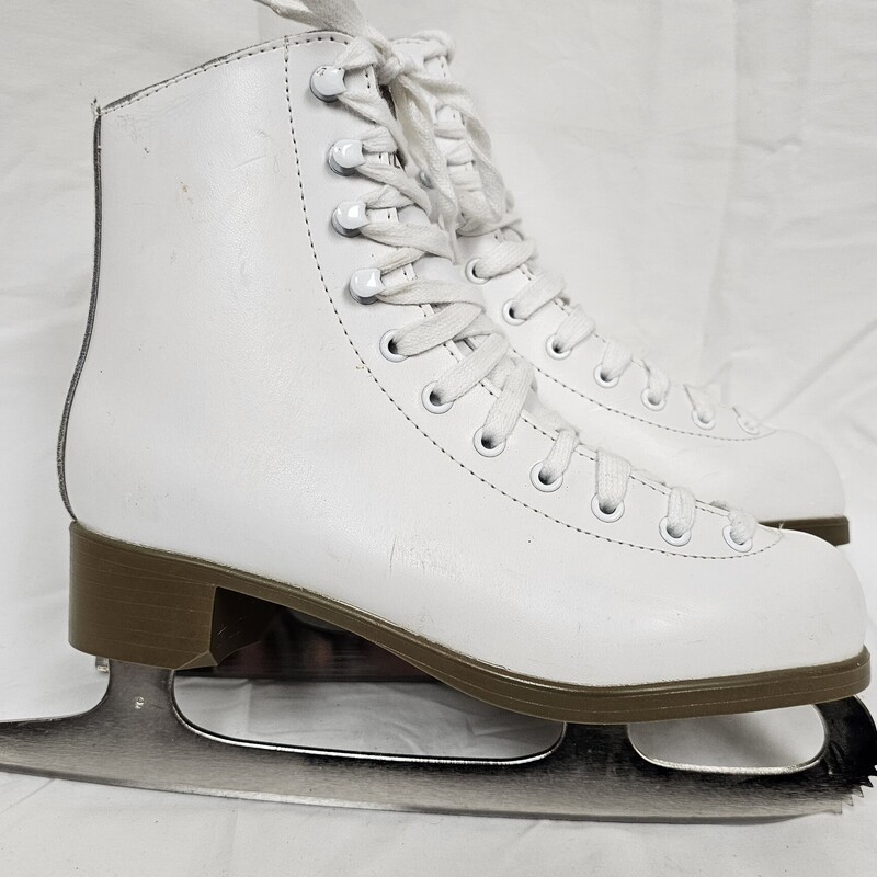 Jackson Glacier 220 Girls Figure Skates, White, Size: 4, pre-owned