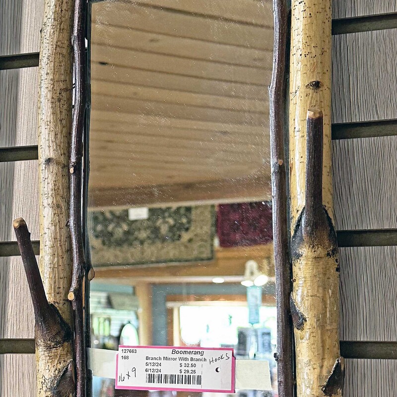 Branch Mirror With Branch Hooks
16 In x 9 In.