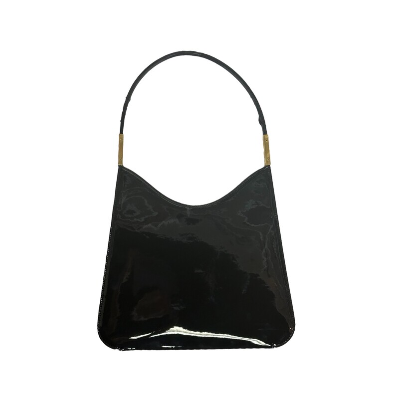 Saint Laurent Sadie Patent Black Mirror Handbag

Dimensions:
Base length: 11 in
Width: 4 in
Height: 11.5 in
Drop: 12 in

This is an authentic SAINT LAURENT Patent Calfskin Sadie Shoulder Bag in Black. This bag is crafted with black shiny leather and features a thin shoulder strap with gold-tone hardware and a magnetic opening. It opens up to a black fabric interior with a zipper pocket.