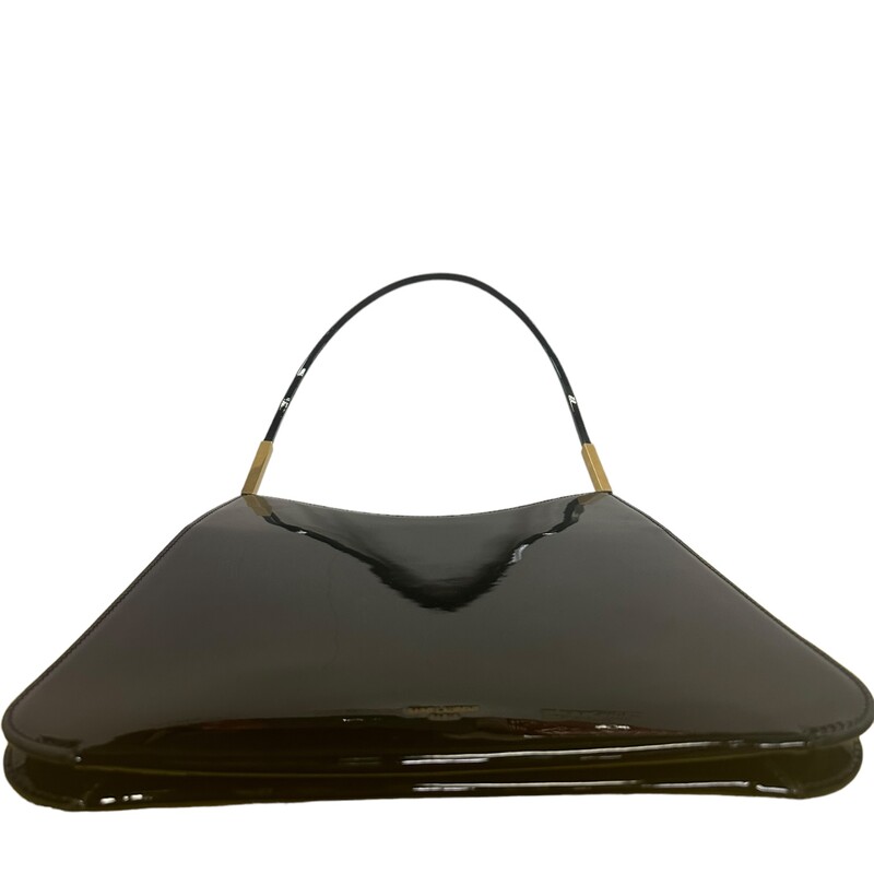 Saint Laurent Sadie Patent Black Mirror Handbag

Dimensions:
Base length: 11 in
Width: 4 in
Height: 11.5 in
Drop: 12 in

This is an authentic SAINT LAURENT Patent Calfskin Sadie Shoulder Bag in Black. This bag is crafted with black shiny leather and features a thin shoulder strap with gold-tone hardware and a magnetic opening. It opens up to a black fabric interior with a zipper pocket.