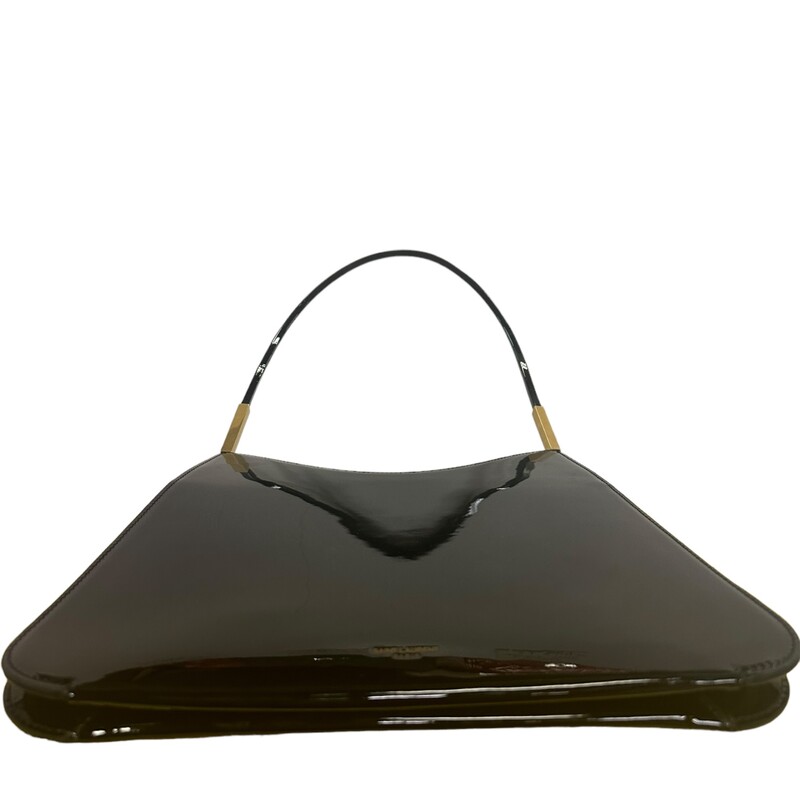 Saint Laurent Sadie Patent Black Mirror Handbag<br />
<br />
Dimensions:<br />
Base length: 11 in<br />
Width: 4 in<br />
Height: 11.5 in<br />
Drop: 12 in<br />
<br />
This is an authentic SAINT LAURENT Patent Calfskin Sadie Shoulder Bag in Black. This bag is crafted with black shiny leather and features a thin shoulder strap with gold-tone hardware and a magnetic opening. It opens up to a black fabric interior with a zipper pocket.