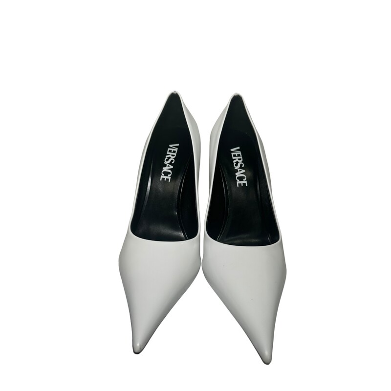 Versace Pointed Toe, White, Size: 35.5