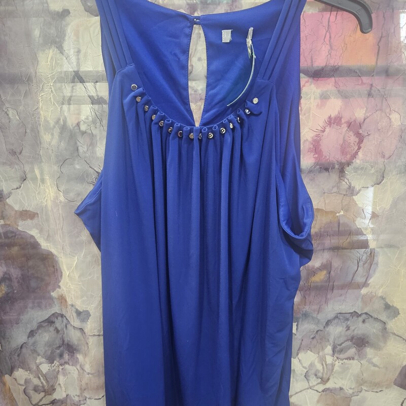 Beautiful dressy tank in royal blue that can also be paired with your favorite capris and sandals