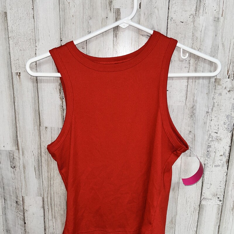 M Red Ribbed Tank, Red, Size: Ladies M