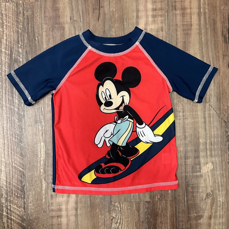 Mickey Mouse Rashguard, Red, Size: 3 Toddler