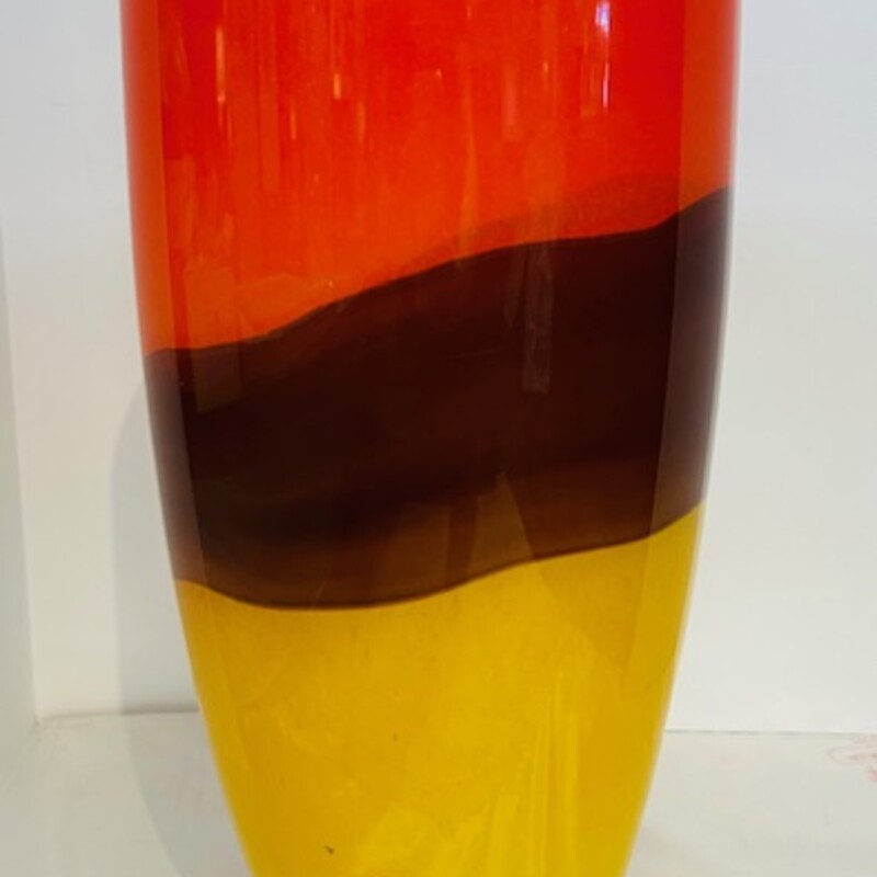 Striped Thick Glass Vase
Orange Brown Yellow Size: 8 x 15.5H