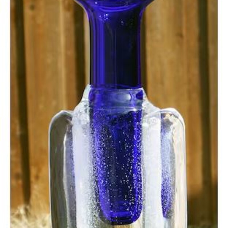 Czech Bohemian Beranek Sommerso Glass Vase by Petr Hora
Clear Blue Size: 7 x 11.5H