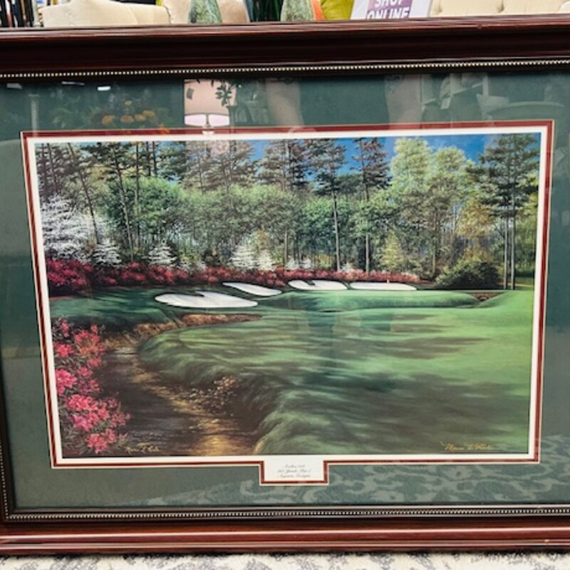 Azalea #13 Augusta Georgia Golf Print
Green Red Brown Size: 34.5 x 26H