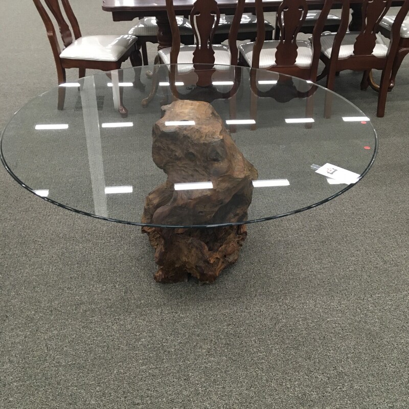 Glass Top Burl Wood Table