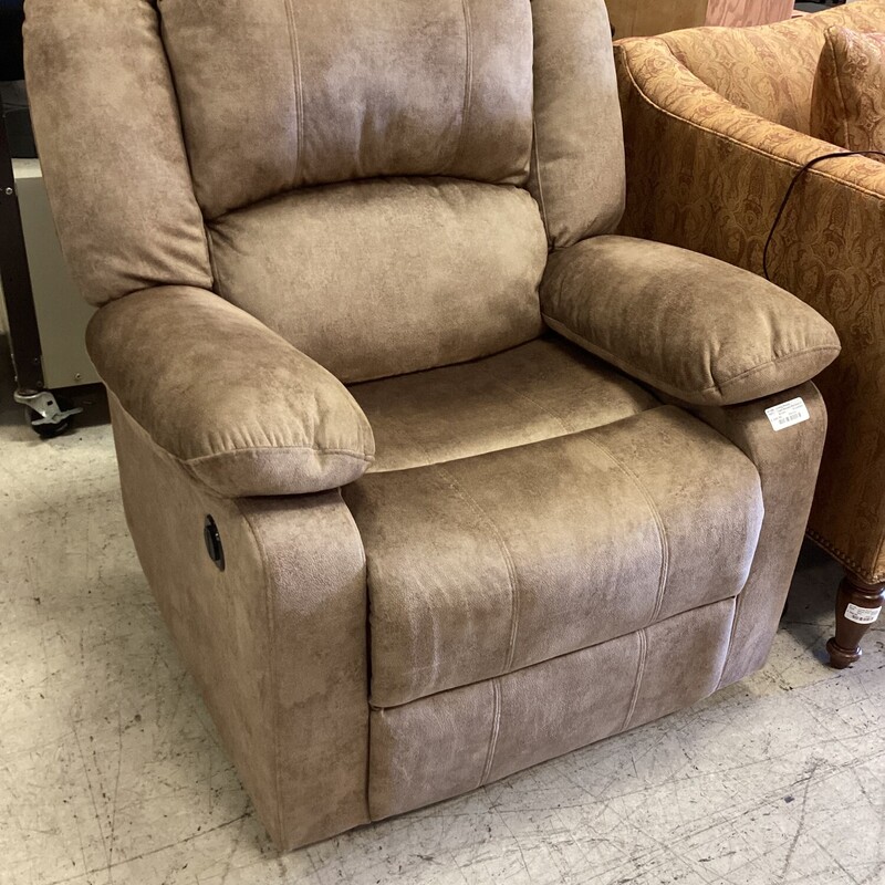Light Brown Recliner Fabr, Brown, Electric
35 in w