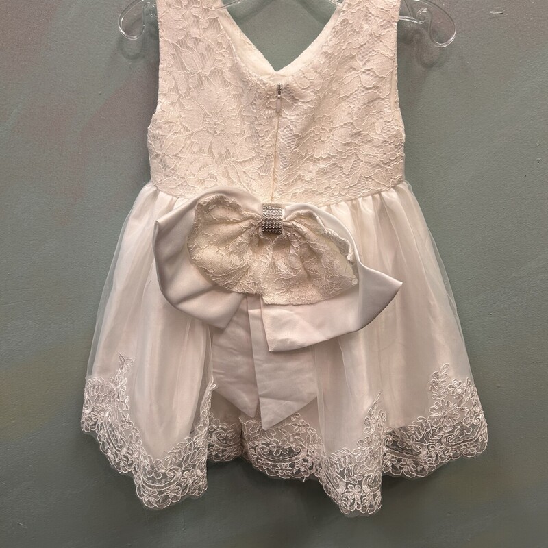 Floral Lace Tulle Dress, White, Size: Baby 24m
