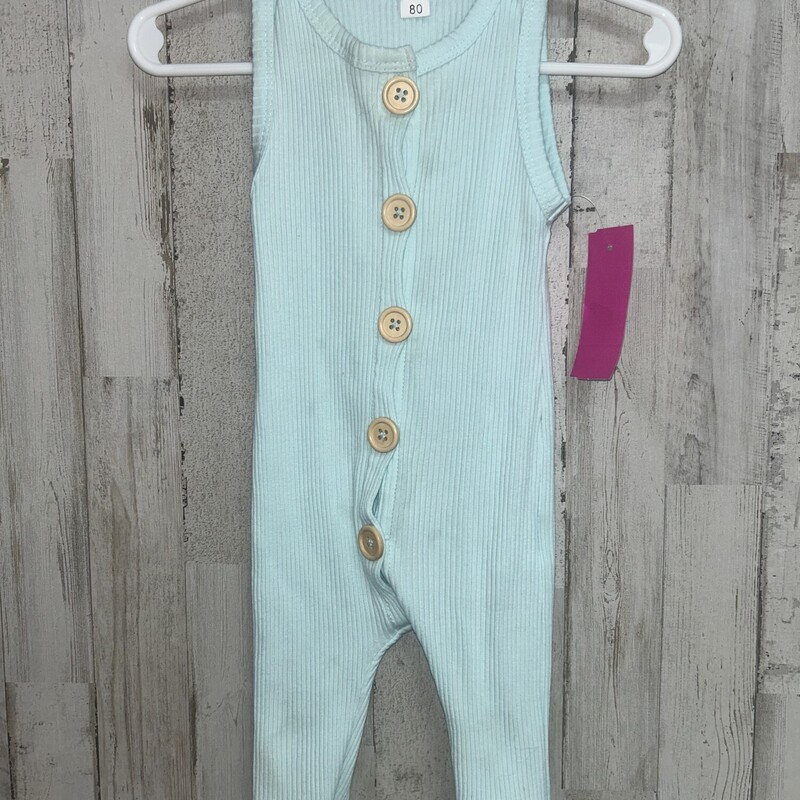 12M Blue Ribbed Button Ro, Blue, Size: Girl 6-12m