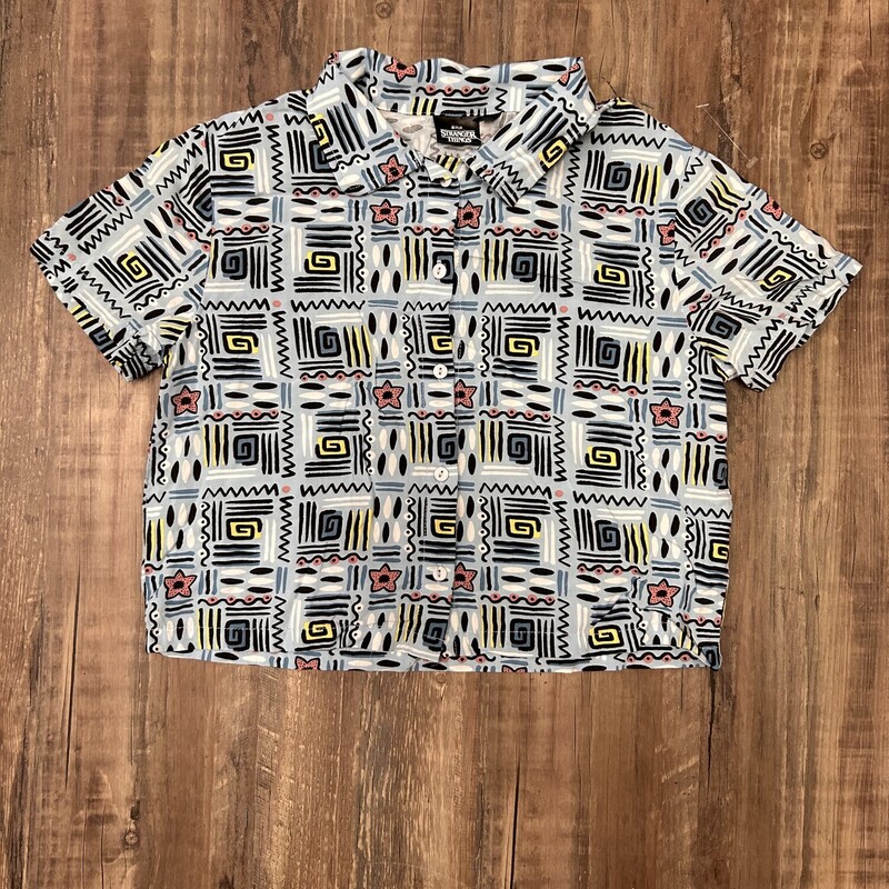 Stranger Things Button Up, Blue, Size: Youth S