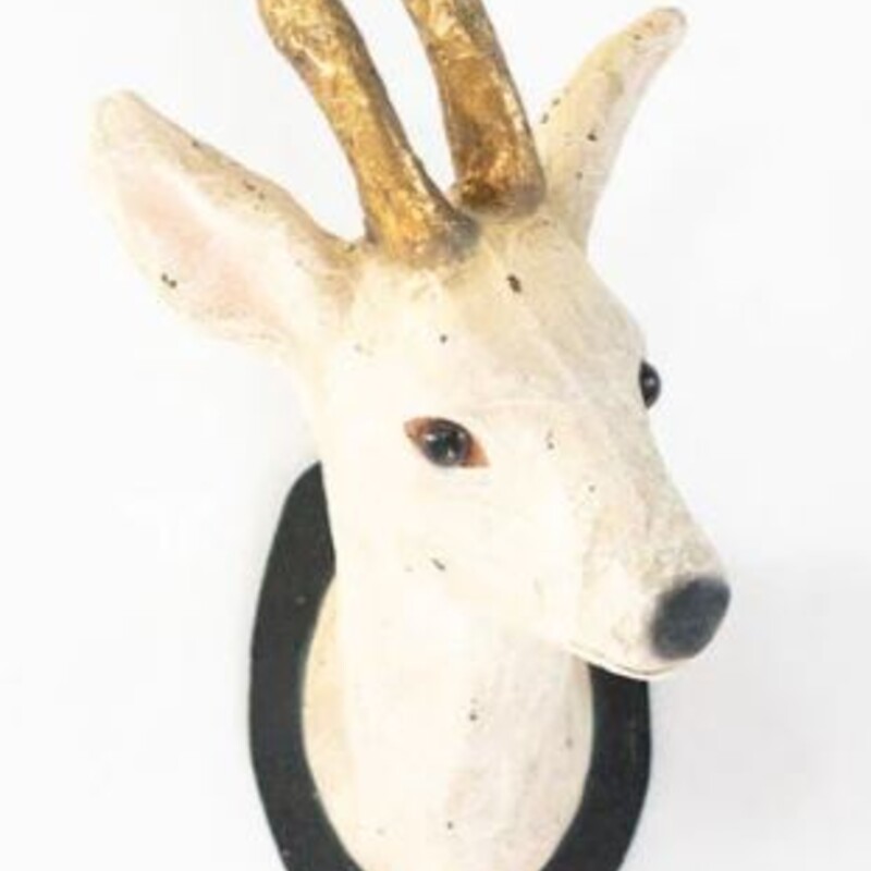 Paper Mache Roe Deer Mount
Retails for $84
White Black Gold
Size: 6.5x11.5H