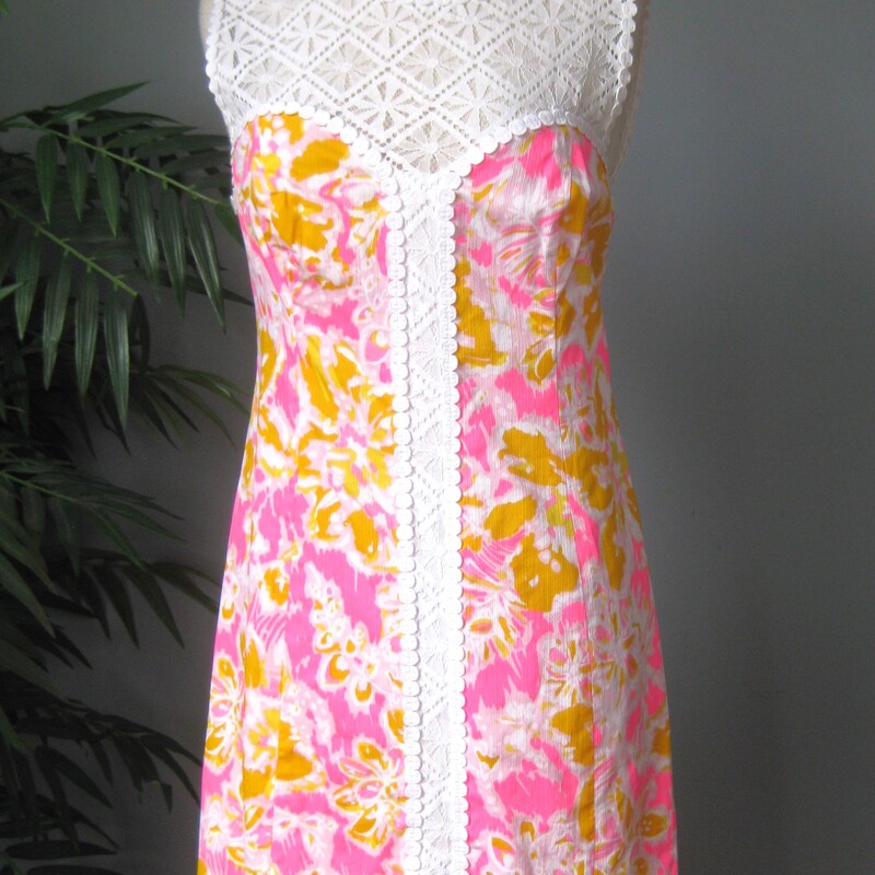 Lilly Pulitzer Lace, Pink, Size: 6
Cute youthful trendy dress from Lilly Pulitzer.
The print is a blend of yellow and pink and the pink is a bit neon
The yoke is lace
Fully lined
Center back zipper

It's marked size 6 please check the actual garment measurements below

Flat measurements, please double where appropriate:
Armpit to Armpit: 18
Waist: 15.5
Hip: 17.5
Length: 34

Excellent condition!  No flaws
#72078

Thanks for looking.
#60156