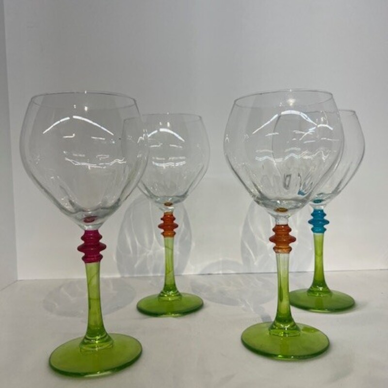 Fulvia Propress Colored Stem Wine Glasses
Set of 4
Clear Green Multicolored
Size: 4 x 8H