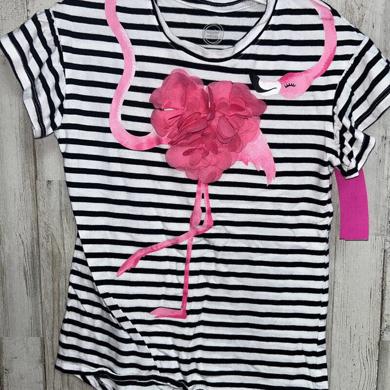6 Stripe Flamingo Tee, White, Size: Girl 6/6x