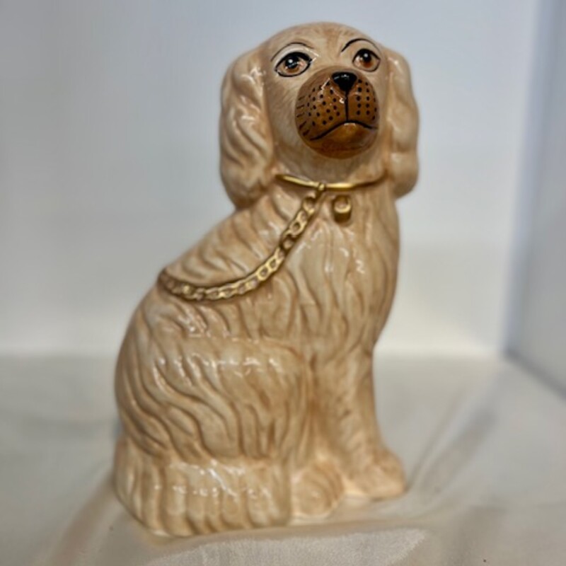 Ceramic Dog With Chain Statue
Tan Cream Gold
Size: 7x10.5H