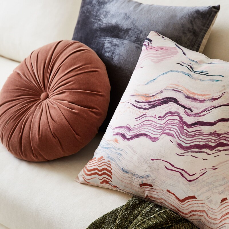 West Elm Painted Lines Pillow
Cream Purple Pink Teal
Size: 19x19
Matching Pillow Sold Separately
