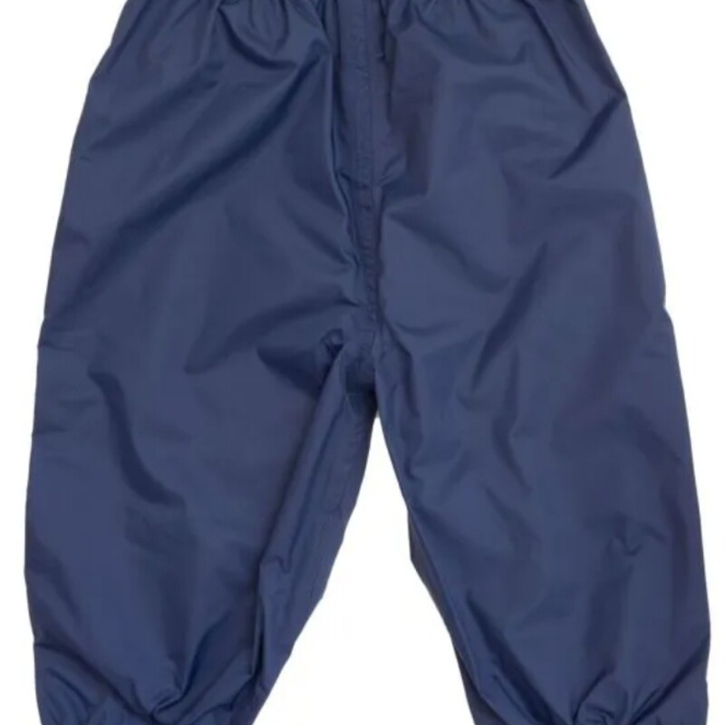 Lined Rain Pant

Shell: 100% Waterproof Nylon
Lining: Fleece
Taped seams
Elastic waist and ankles
Colour:Deep Ocean Blue
Size: 24M