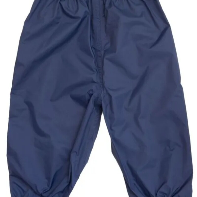 Lined Rain Pant

Shell: 100% Waterproof Nylon
Lining: Fleece
Taped seams
Elastic waist and ankles
Colour:Deep Ocean Blue
Size: 18M