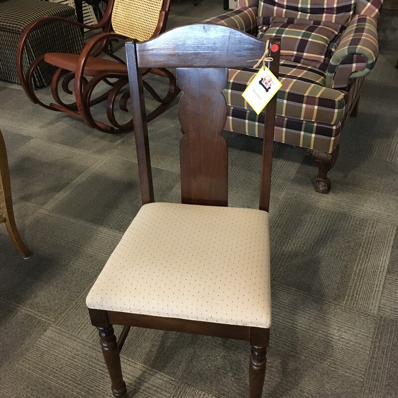 Dk Wood/ Beige Side Chair