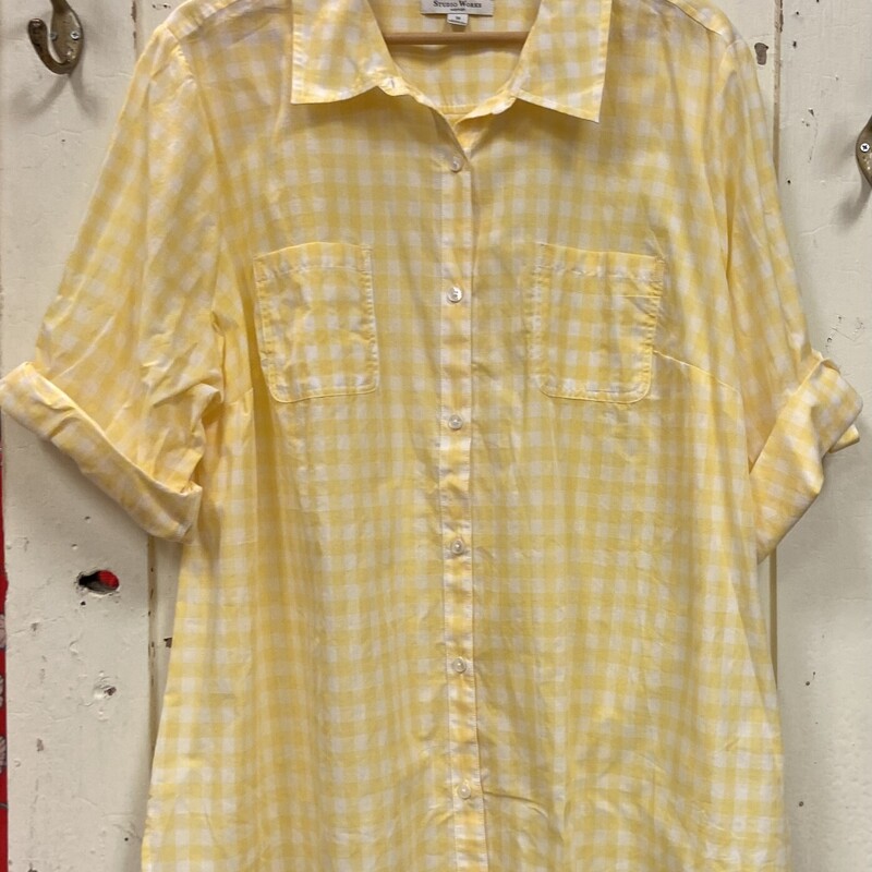 NWT Yllw/wht Check Shirt<br />
Yllw/wht<br />
Size: 3X