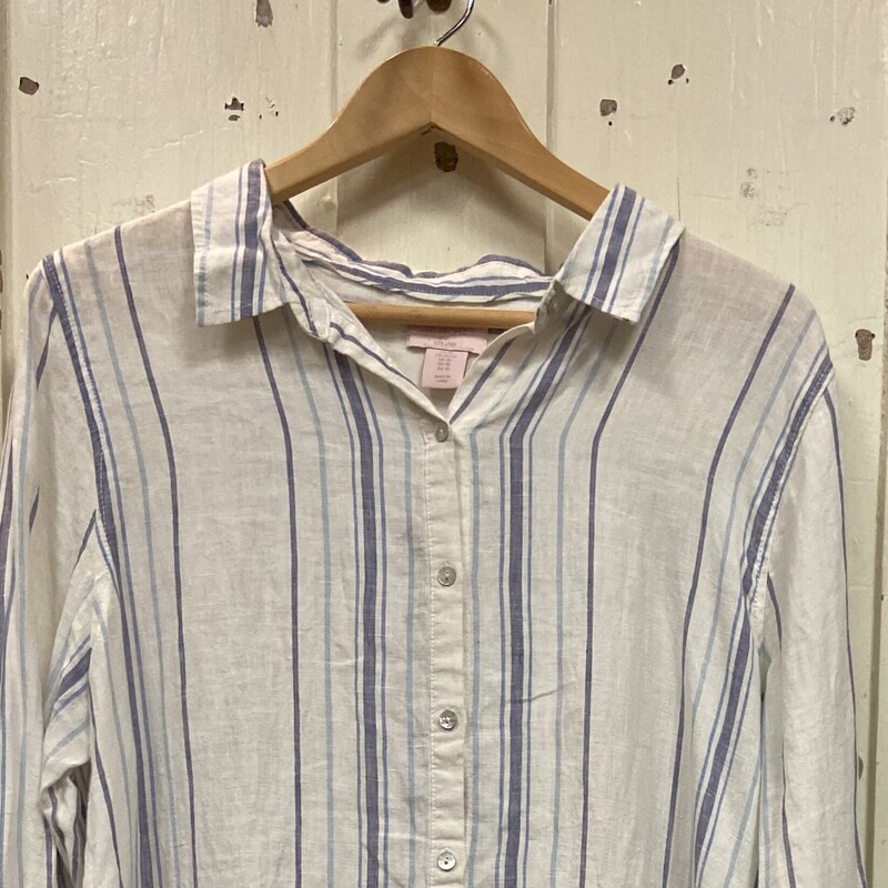Wt/blue Strp Linen Shirt
