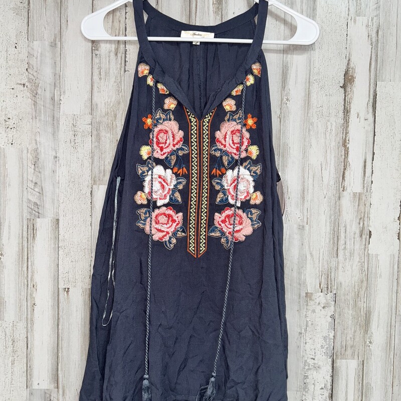 L Navy Embroider Tank